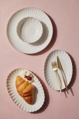 Kütahya Porselen Bone Luz Form 27 Parça 6 Kişilik Yemek Altın File