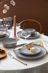 Kütahya Porselen Moderna 24 Parça 6 Kişilik Yemek Takımı Gri