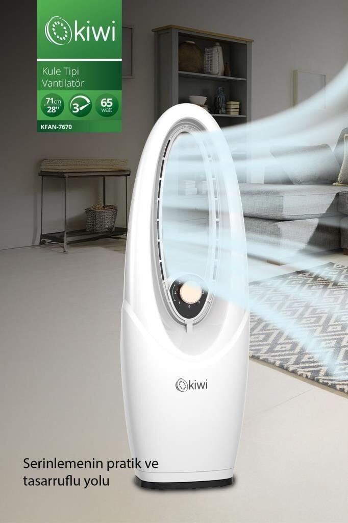 Kiwi Kfan-7670 Ayarlanabilir Hızlı Salınım Fonksiyonlu Kule Tipi Vantilatör