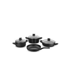 KORKMAZ Lina Plus 7 Parça Siyah Granit Tencere Seti