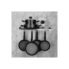 KORKMAZ Lina Plus 7 Parça Siyah Granit Tencere Seti