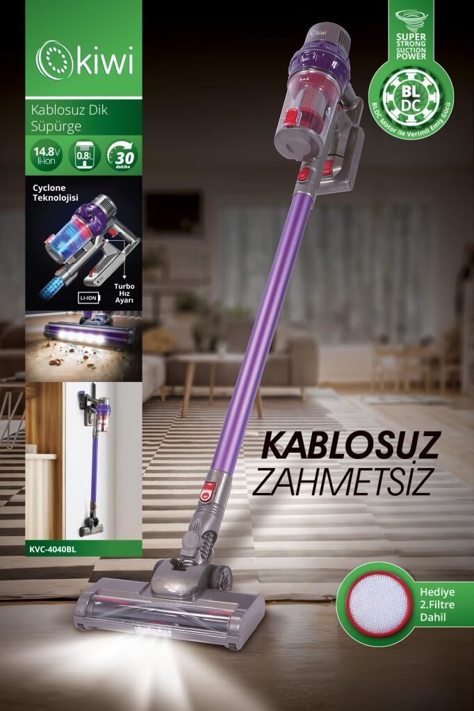 Kiwi Kvc-4040 BLDC Kablosuz Dikey Süpürge Mor
