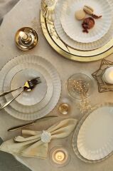 Kütahya Porselen Bone Luz Form 27 Parça 6 Kişilik Yemek Altın File