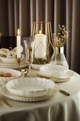 Kütahya Porselen Bone Luz Form 27 Parça 6 Kişilik Yemek Altın File