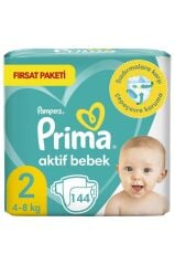 Prima Bb Aktif Bebek 2 Beden 144 Adet Aylık Fırsat Paketi 31750