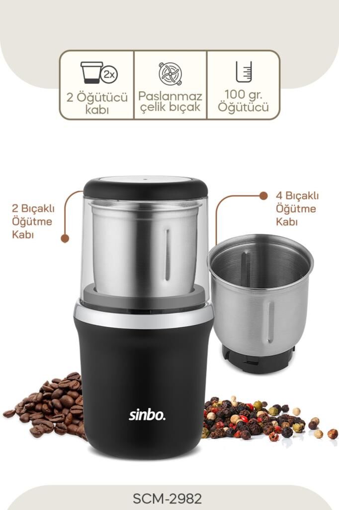 Sinbo SCM-2982 Kahve Ve Baharat Öğütücü Krom