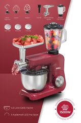 Sinbo SMX-2775 Çok Amaçlı 3ın1 Mutfak Şefi Hamur Yoğurma Kıyma Makinesi Sürahi Blender 1500w Kırmızı