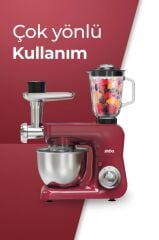 Sinbo SMX-2775 Çok Amaçlı 3ın1 Mutfak Şefi Hamur Yoğurma Kıyma Makinesi Sürahi Blender 1500w Kırmızı