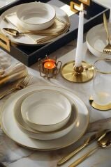Kütahya Porselen Moderna 18 Parça 6 Kişilik Yemek Takımı Altın Fileli