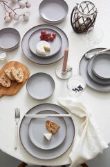 Kütahya Porselen Moderna 24 Parça 6 Kişilik Yemek Takımı Gri