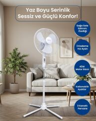 Bright Elegance Be-4116 16'' Katlanabilir Ayaklı Standlı Vantilatör Beyaz