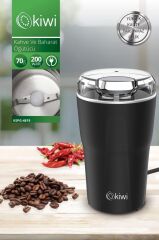 Kiwi Kspg-4819 Paslanmaz Çelik Kahve ve Baharat Öğütücü Siyah