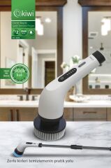 Kiwi Ksc-4229 Şarjlı Döner Başlıklı Temizlik Fırçası 7 Başlıklı Uzatma Çubuklu Temizlik Makinesi