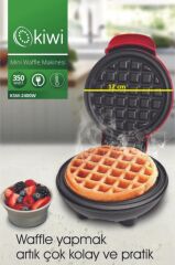 Kiwi MİNİ Ksm-2400W Yapışmaz Plakalı Waffle Makinesi Kırmızı