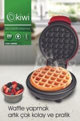 Kiwi MİNİ Ksm-2400W Yapışmaz Plakalı Waffle Makinesi Kırmızı