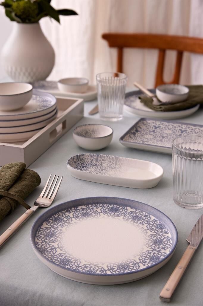 Kütahya Porselen Bone Nordic 15 Parça 6 Kişilik Kahvaltı Takımı Mavi