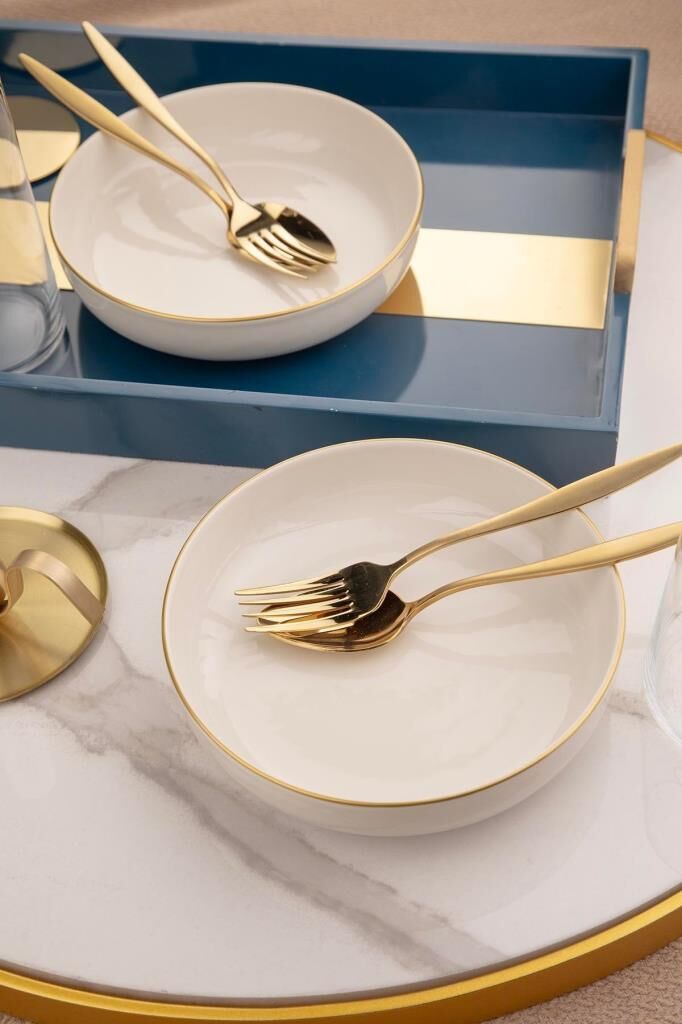 Kütahya Porselen Moderna 2 li 20 Cm Kase Altın File