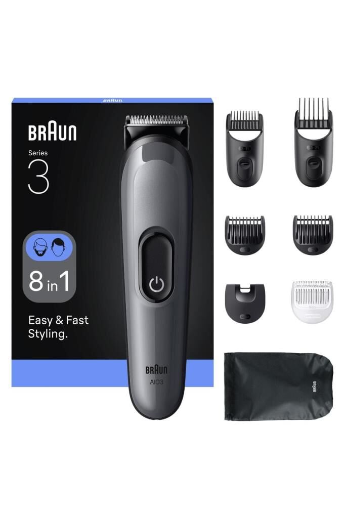 Braun  AIO3540 Hepsi Bir Arada Series 3, 8’i 1 arada Tıraş Kiti, Keskin Bıçak, 14 Uzunluk