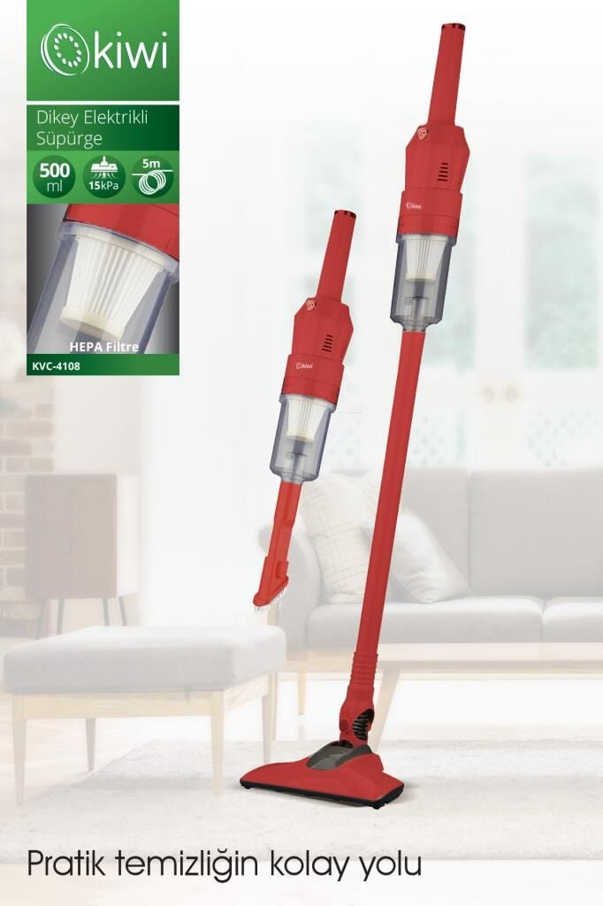 Kiwi KVC-4108 Dikey Elektrikli Süpürge Kırmızı