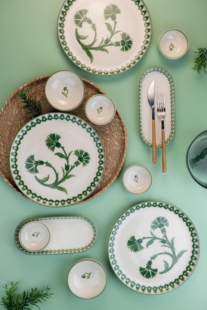 14 Parça 6 Kişilik Kahvaltı Takımı Ottoman Elegance Yeşil - 2
