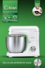 Kiwi Kmx-3638 Hamur Yoğurma & Stand Mikser 5,3 Lt 1300w 8 Hız Kademeli Mutfak Şefi Beyaz