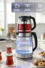 Sinbo STM-5990 2’si 1 Arada Çay Makinesi ve Kettle 2.0 L + 1.2 L Cam Demlik