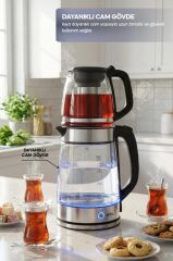 Sinbo STM-5990 2’si 1 Arada Çay Makinesi ve Kettle 2.0 L + 1.2 L Cam Demlik