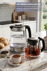 Sinbo STM-5990 2’si 1 Arada Çay Makinesi ve Kettle 2.0 L + 1.2 L Cam Demlik