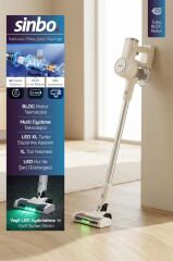 Sinbo SVC-8636 Kablosuz Dikey Şarjlı Süpürge 2200mAh Li-ion Bataryalı BLDC Motorlu Yeşil LED Işıklı