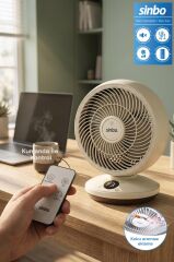 Sinbo SF-7702 Uzaktan Kumandalı Sessiz Mini Vantilatör Aroma Terapi Koku Yuvalı Otomatik Salınımlı