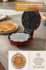 Sinbo SSM-2595 Waffle Makinesi 850W | 182 mm Yapışmaz Döküm Plaka Kırmızı | 5 Dilimli Waffle