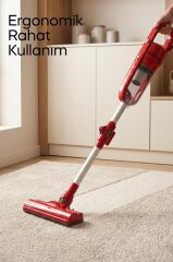 Sinbo SVC-8625 Kırmızı Dikey Elektrikli Süpürge Katlanır Borulu, El Süpürgesi, 800 ml Toz Hazneli