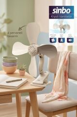 Sinbo SF-7706 Klipsli Vantilatör 10W Taşınabilir Mini Fan Sessiz Masa Tipi Fan
