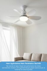 Sinbo SF-7708 3 LED Aydınlatmalı Sessiz Tavan Vantilatörü Kumandalı 6 Kanatlı