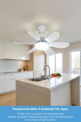 Sinbo SF-7708 3 LED Aydınlatmalı Sessiz Tavan Vantilatörü Kumandalı 6 Kanatlı