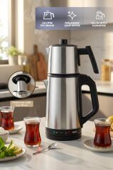 Sinbo STM-5850 Elektrikli Çay Makinesi 1500W Paslanmaz Çelik Çaycı 1.8L 2in1 Çay Makinesi