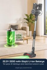 Sinbo SVC-8642 FÜME Kablosuz Dikey Şarjlı Süpürge 22.2V BLDC Motor LED Işıklı Turbo Başlık 1L Toz Hazneli