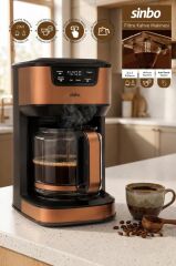 Sinbo SCM-9040 BRONZ Otomatik Zaman Ayarlı XL 14 Fincan Filtre Kahve Makinesi Dijital Göstergeli