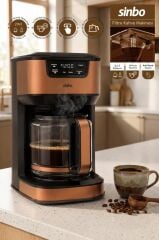 Sinbo SCM-9040 BRONZ Otomatik Zaman Ayarlı XL 14 Fincan Filtre Kahve Makinesi Dijital Göstergeli
