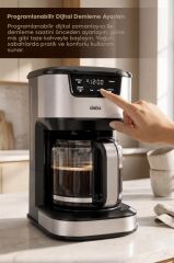 Sinbo SCM-9040 GÜMÜŞ Otomatik Zaman Ayarlı XL 14 Fincan Filtre Kahve Makinesi Dijital Göstergeli